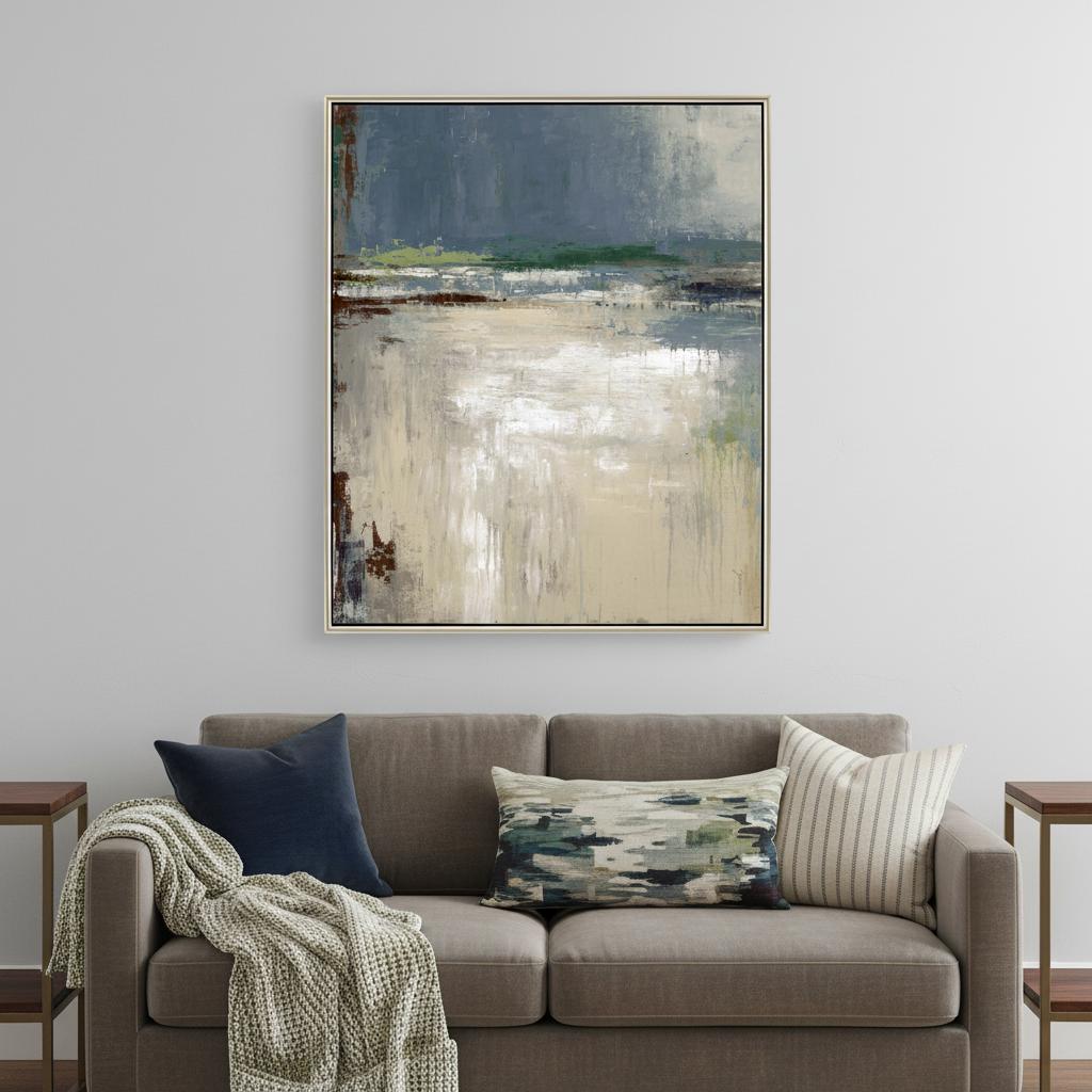 Abstract Landscape Silver Floater Frame Print Wall Art