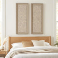 Set Of Two Natural Textured Brown Framed Wall Art