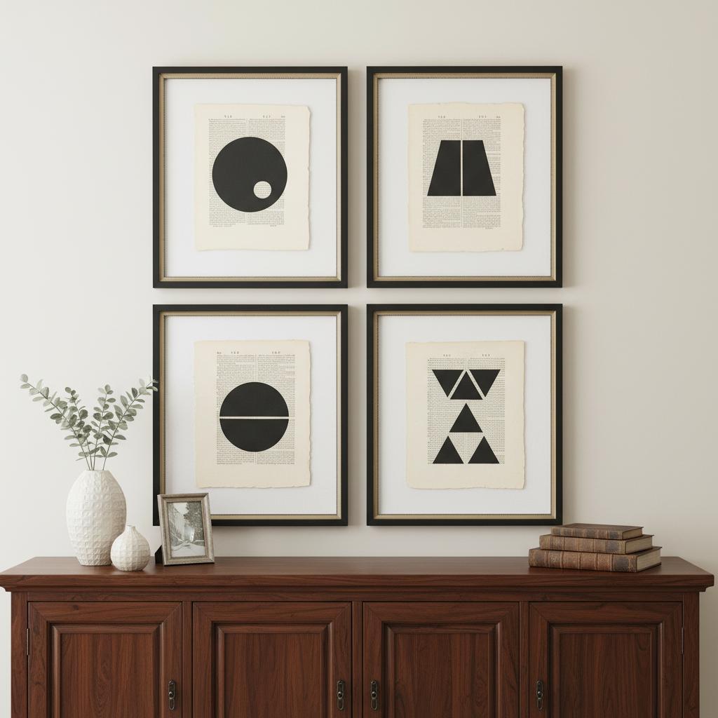 Set Of Four Geometrics II Black Framed Print Wall Art