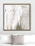 Heron in the Reeds Silver Floater Frame Print Wall Art
