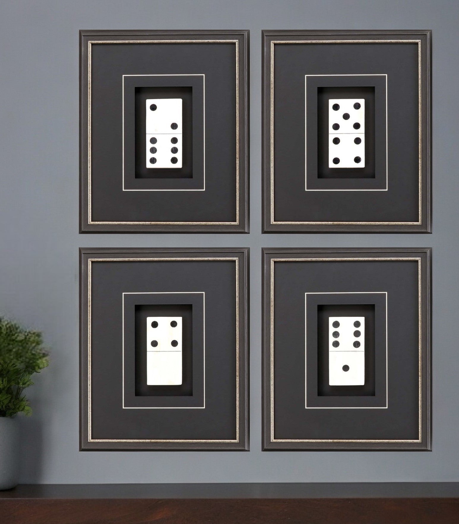 Set Of Four Dominoes Black Framed Print Wall Art
