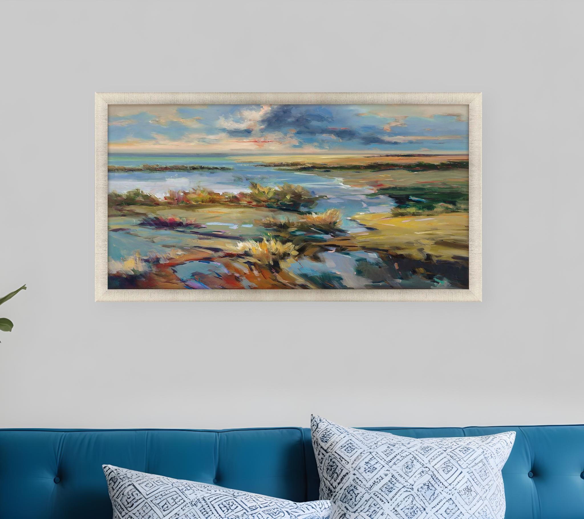 Marsh Light Gold Framed Print Wall Art