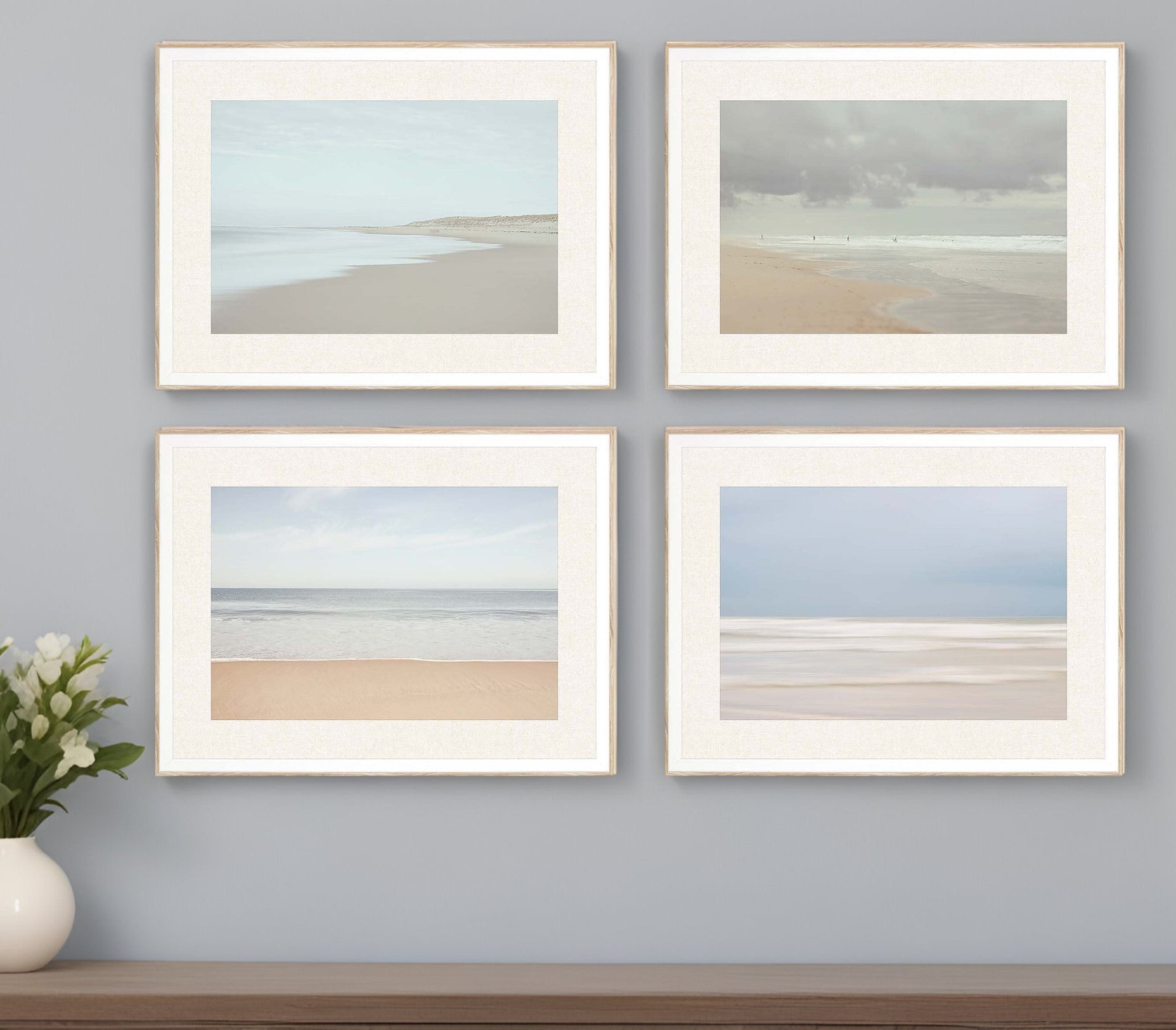 Set Of Four Surf White Framed Print Wall Art