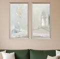 Set Of Two Delicate Gray Silver Framed Print Wall Art