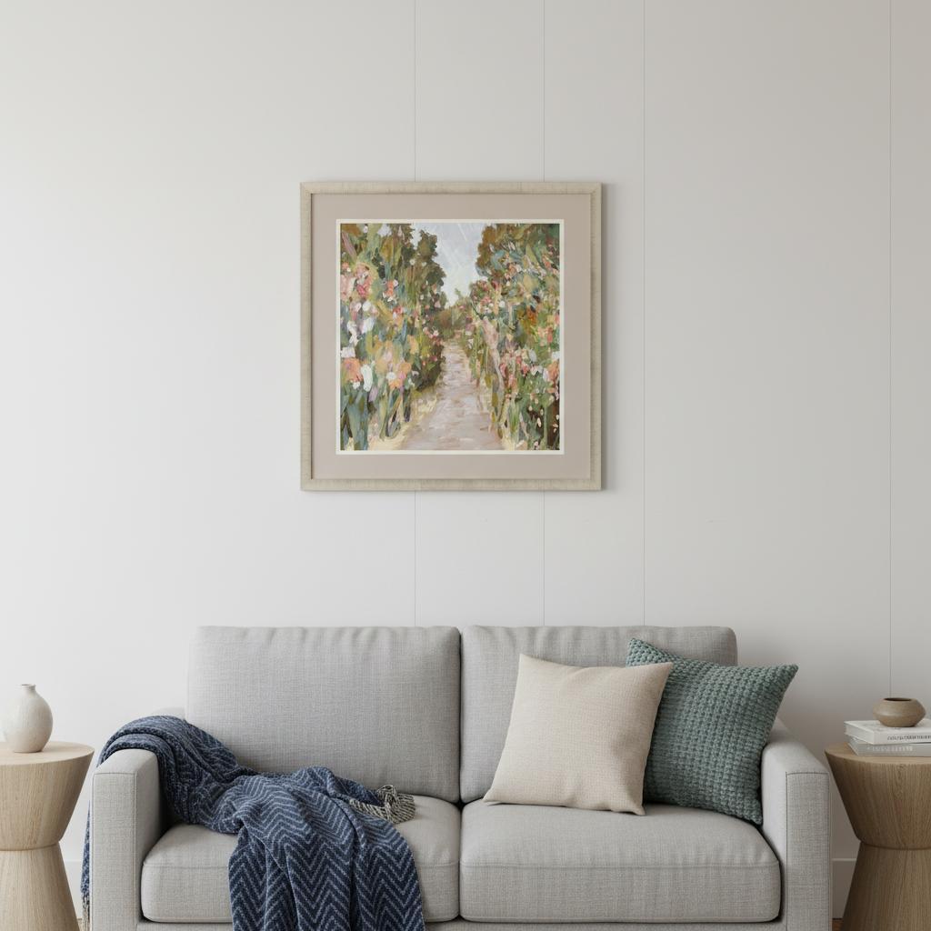 Garden Delight Path Gold Framed Print Wall Art