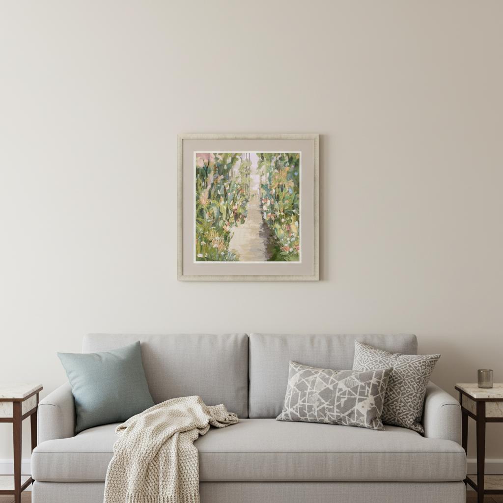 Garden Delight Lane Gold Framed Print Wall Art