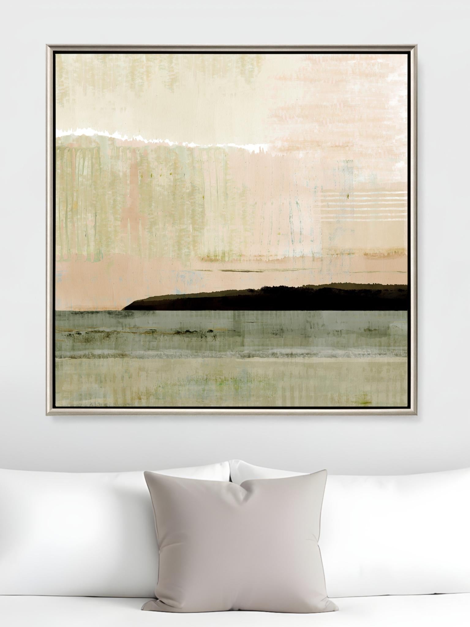 Blush Horizon I Silver Floater Frame Print Wall Art