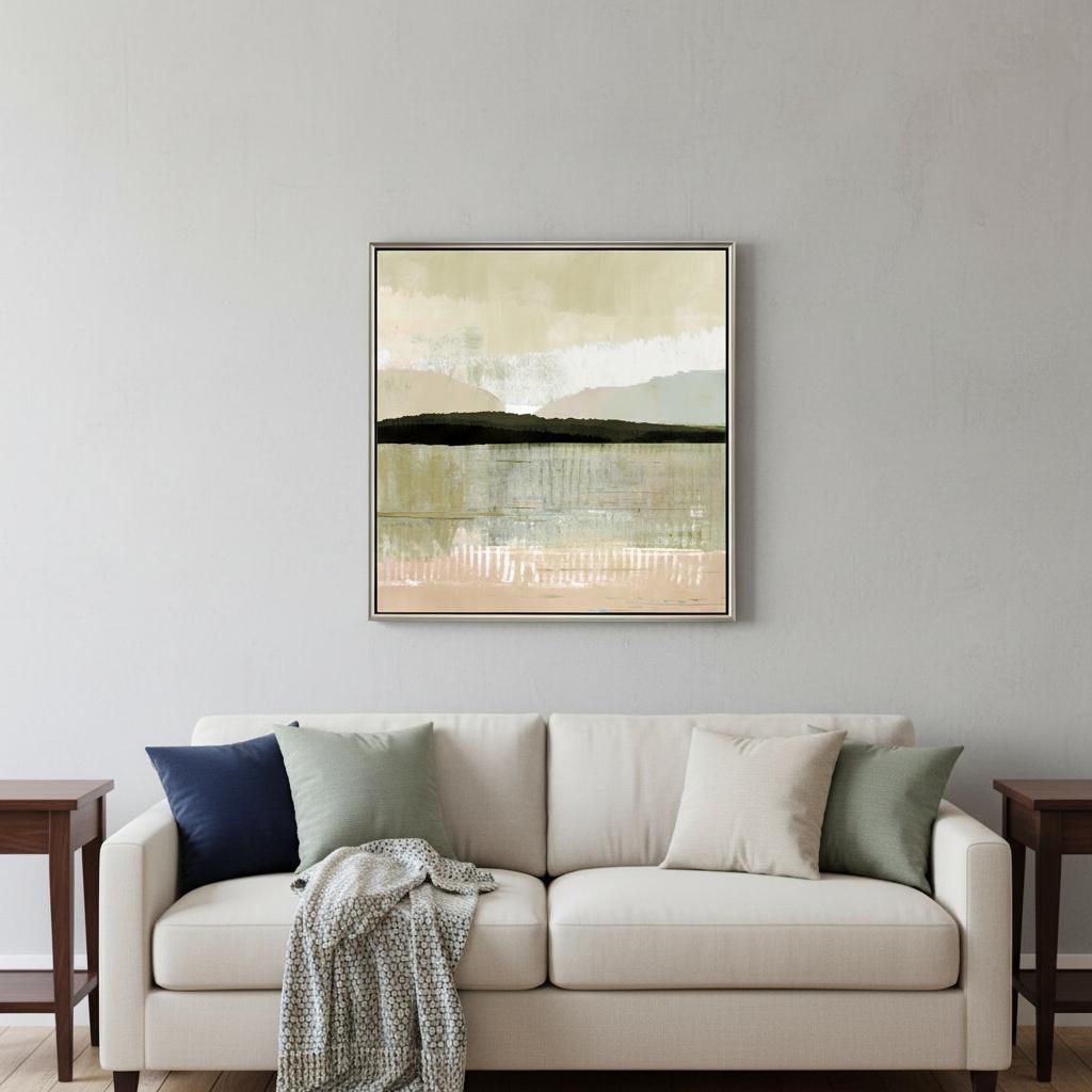 Blush Horizon II Silver Floater Frame Print Wall Art