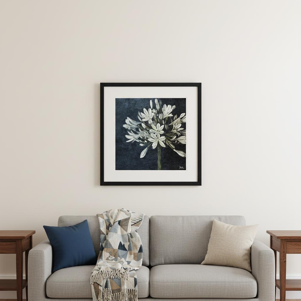 Midnight Lilies I Black Framed Print Wall Art