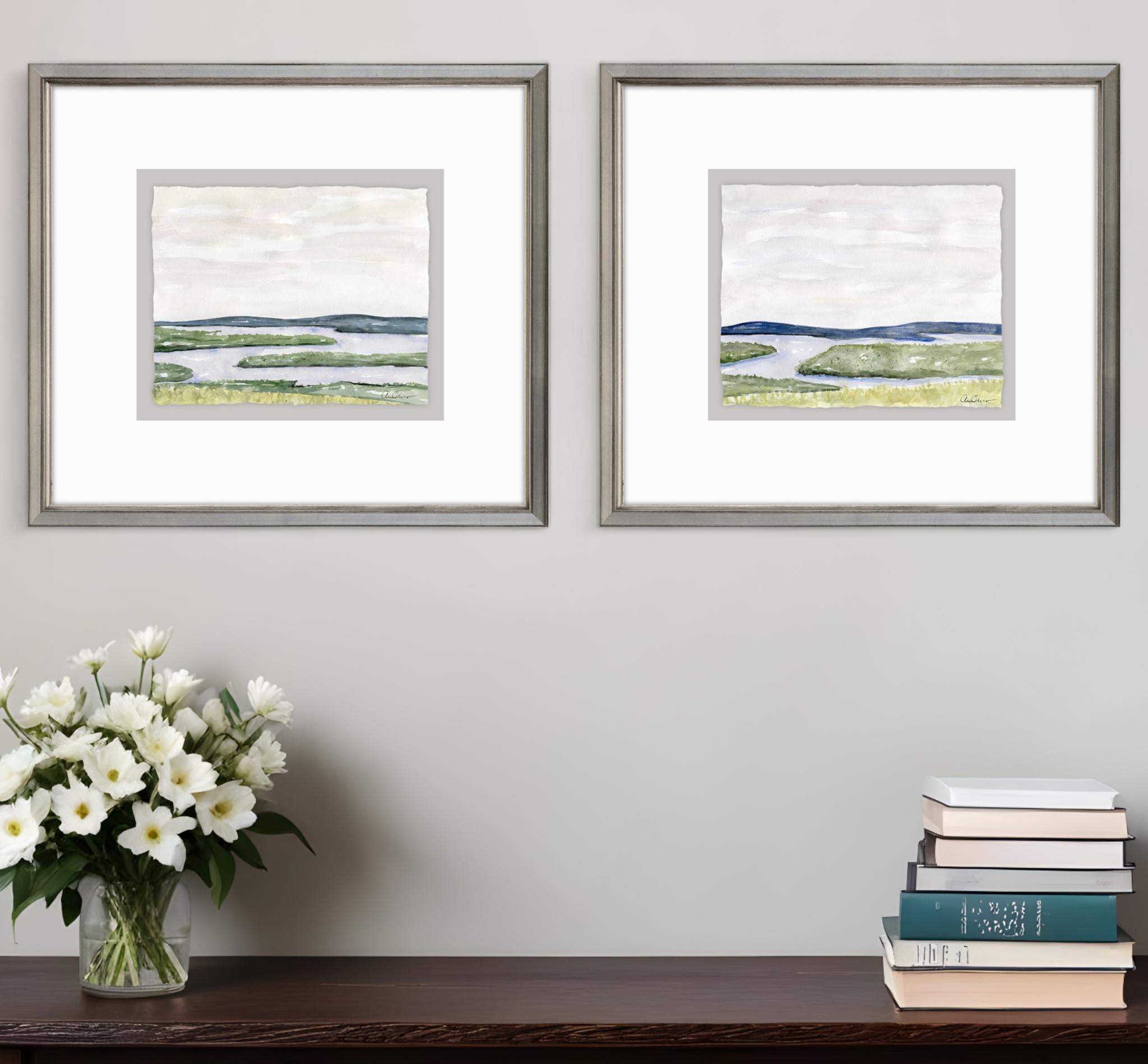 Set Of Two Waterside Marsh Silver Framed Print Wall Art