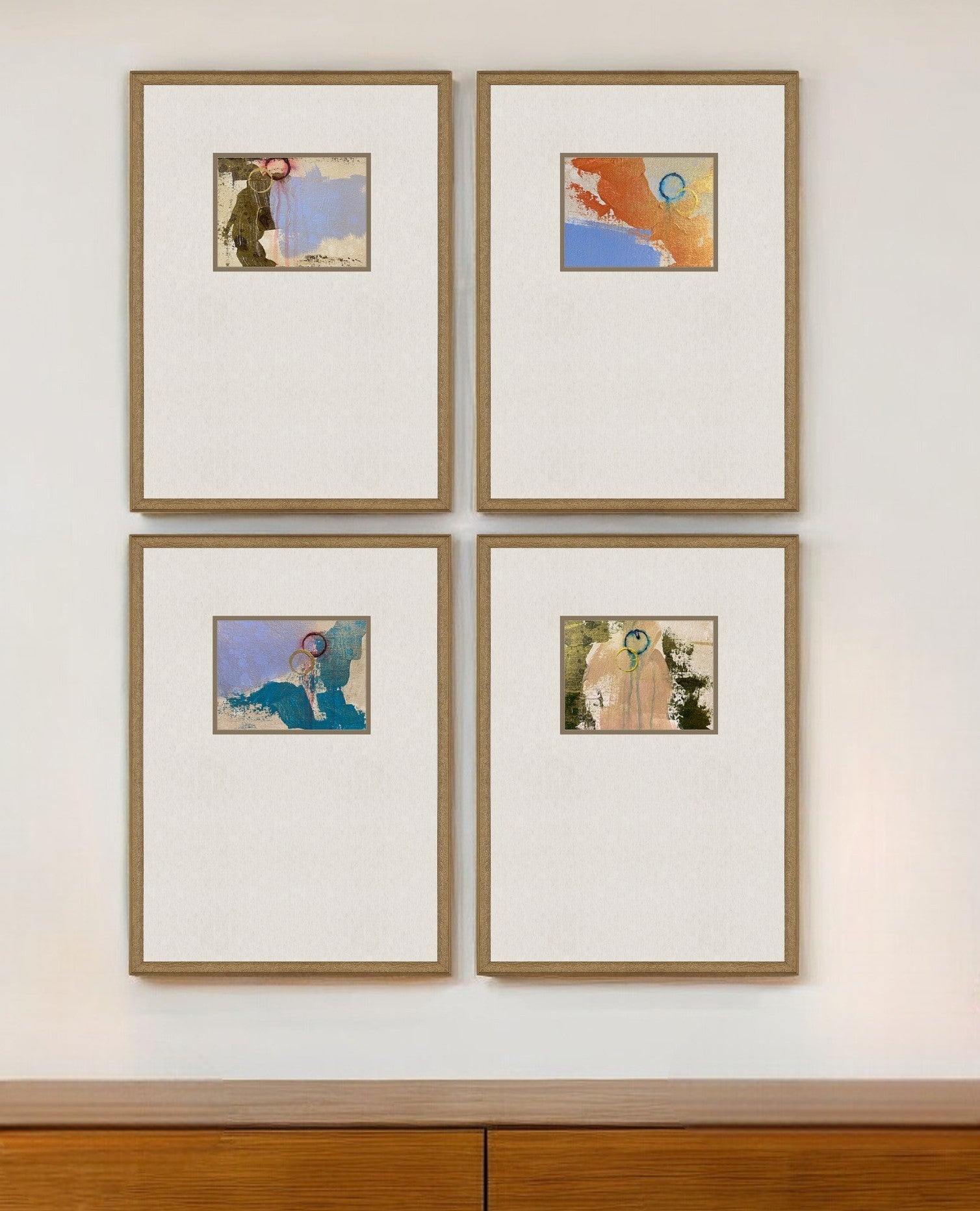 Set Of Four Discovery II Gold Framed Print Wall Art