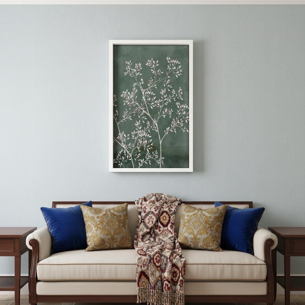 Delicate Tree II White Framed Print Wall Art