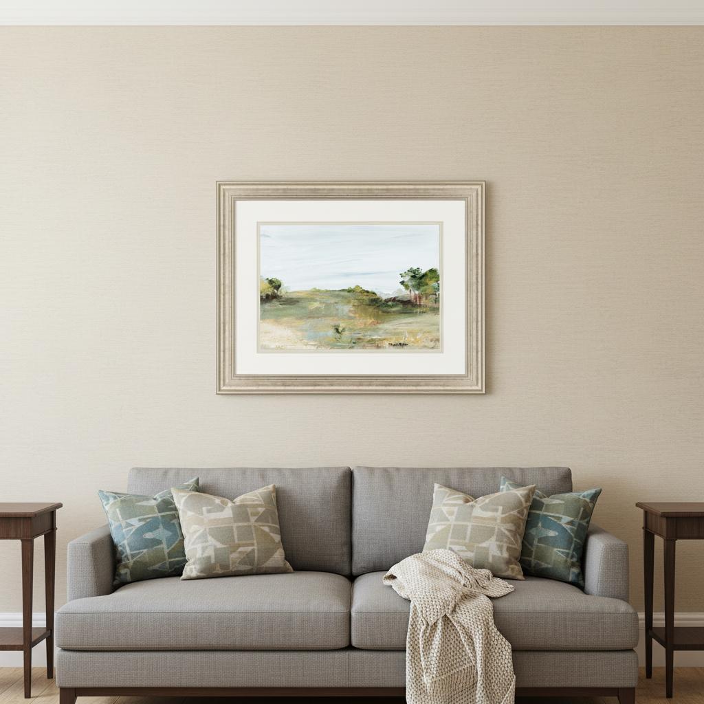 Relaxing View Serene Landscape Silver Framed Print Wall Art