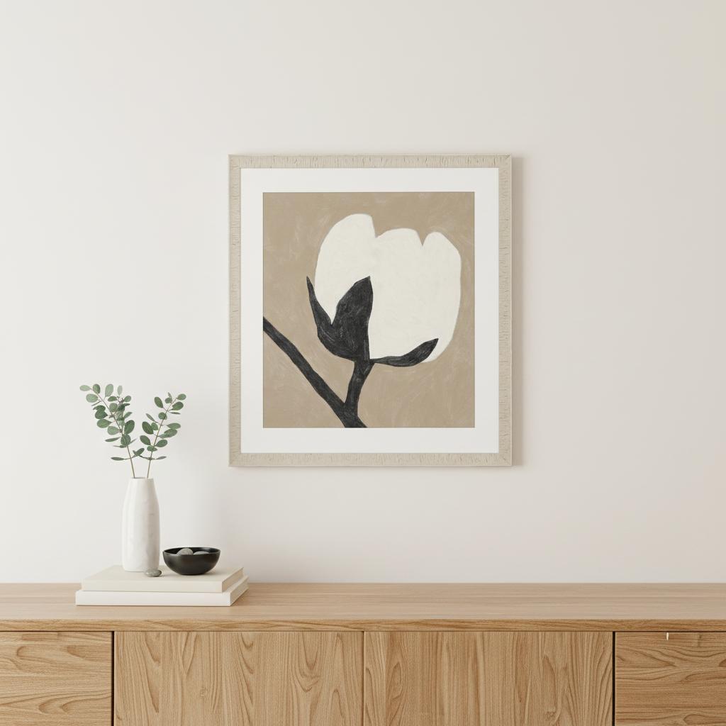 Delicate Sketch Solo White Framed Print Wall Art