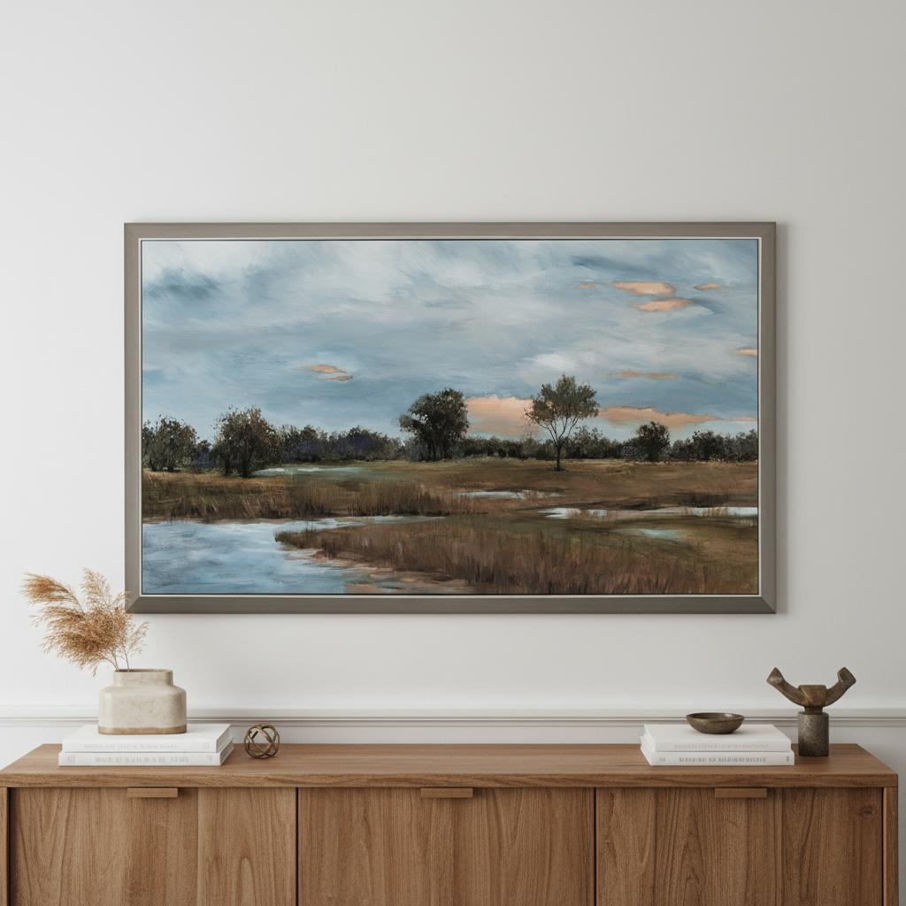 River Walk Silver Framed Print Wall Art