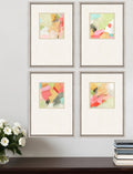 Set Of Four Pastel Splash Silver Framed Print Wall Art