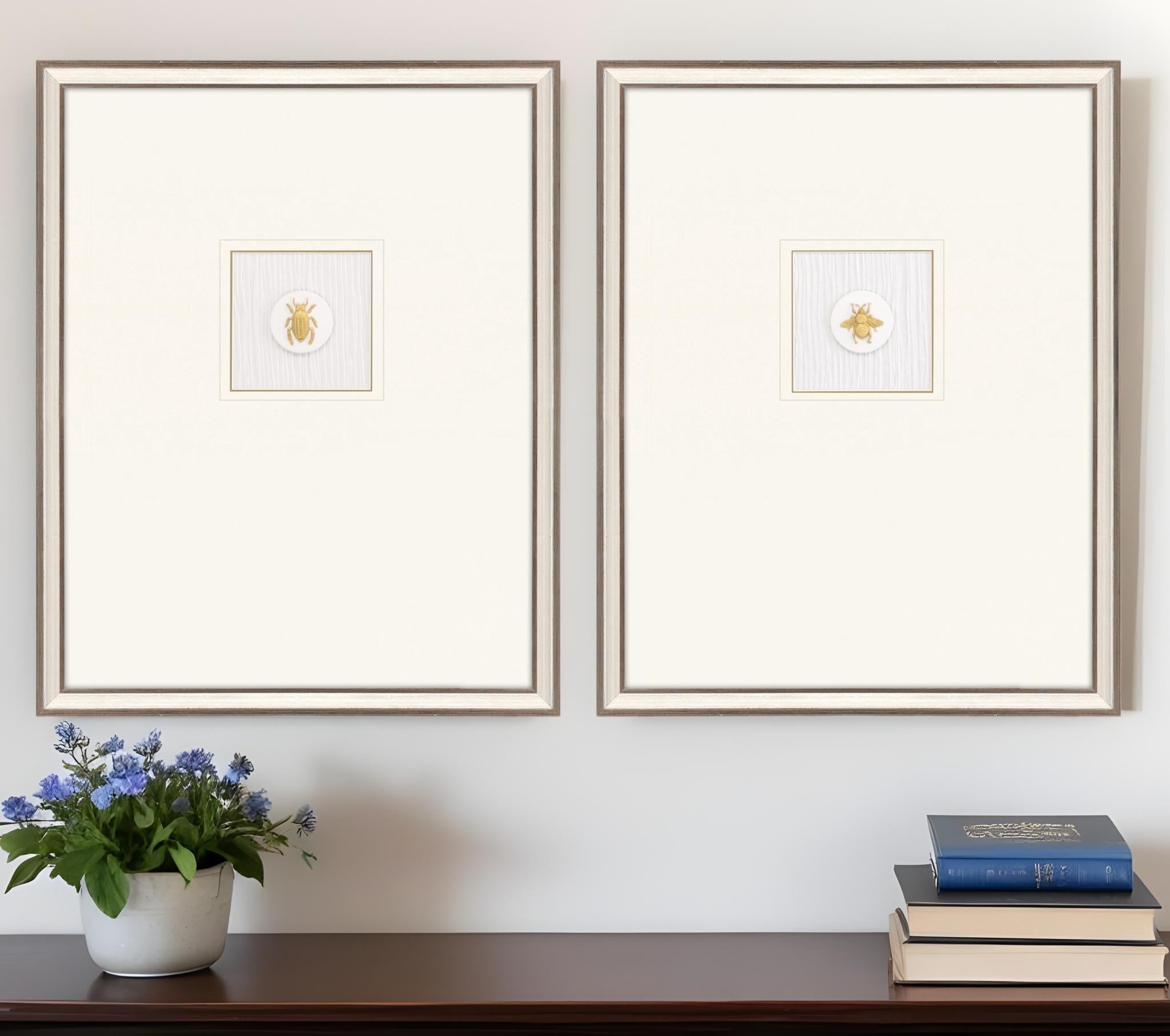 Set Of Two Insect Intaglio I Silver Framed Print Wall Art