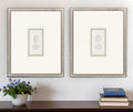 Set Of Two Portrait Intaglio II Silver Framed Print Wall Art