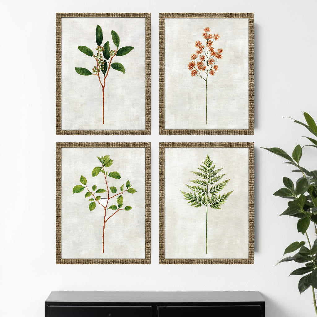 Set Of Four Botanical I Gold Framed Print Wall Art