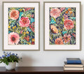 Set Of Two Flower Patch Gold Framed Print Wall Art