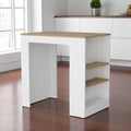 36 Oak and White Wood Kitchen Island With Storage
