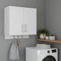 26 White Wood Wall Mounted Utlity Cabinet With Two Doors