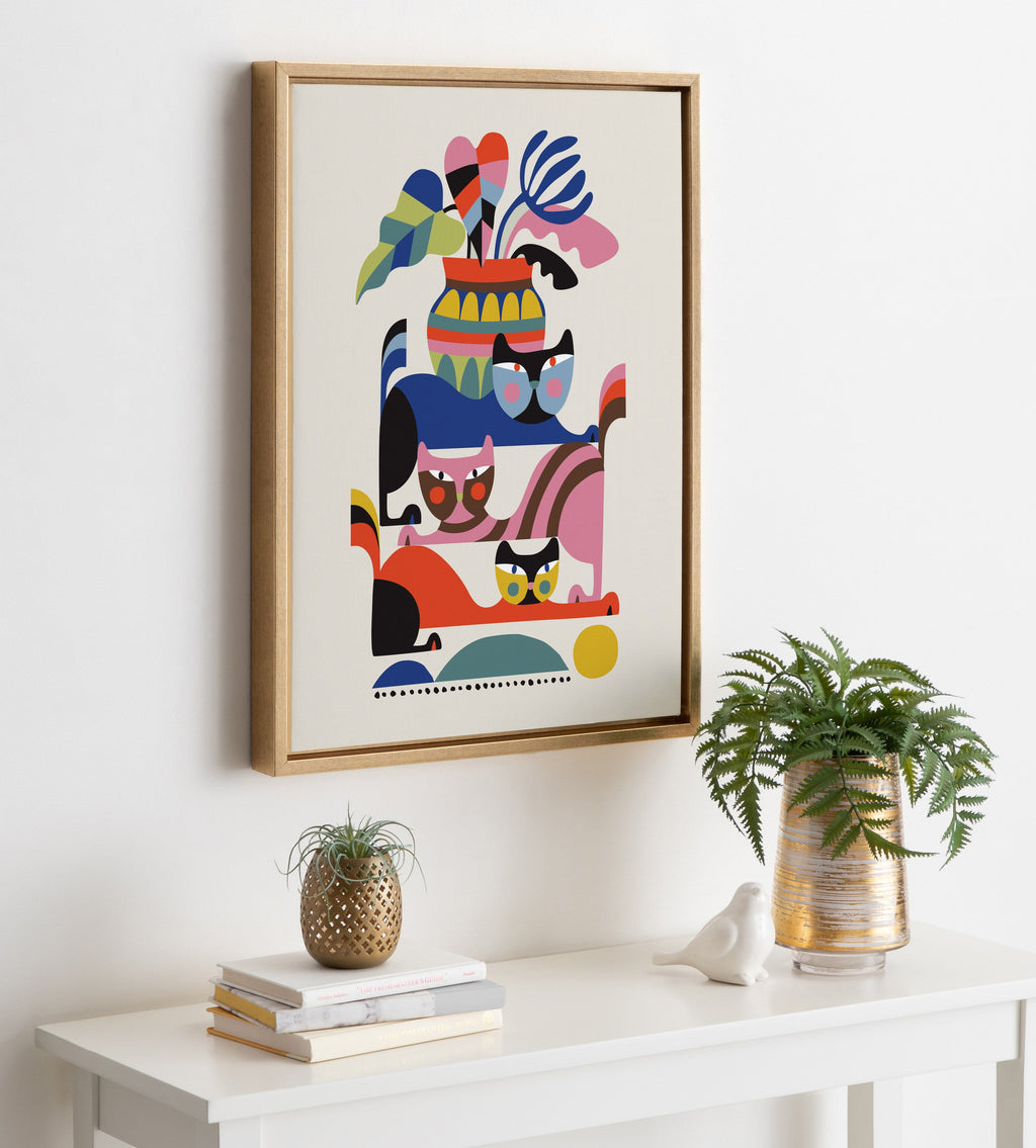 Sylvie 3 Cats Framed Canvas by Rachel Lee of My Dream Wall