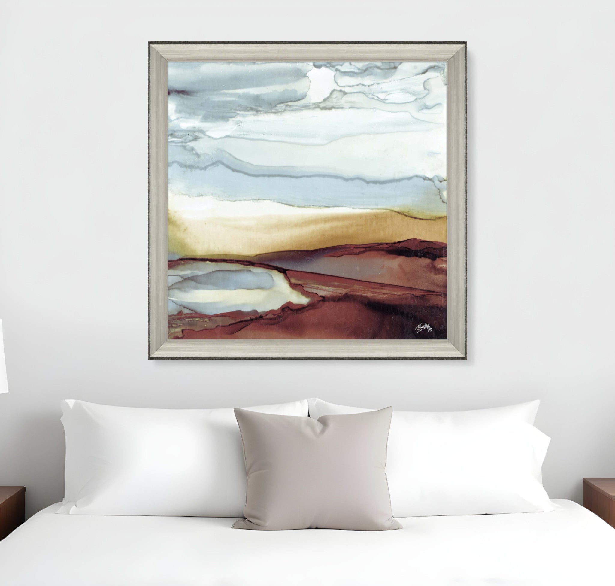 New Sky Square Silver Framed Print Wall Art
