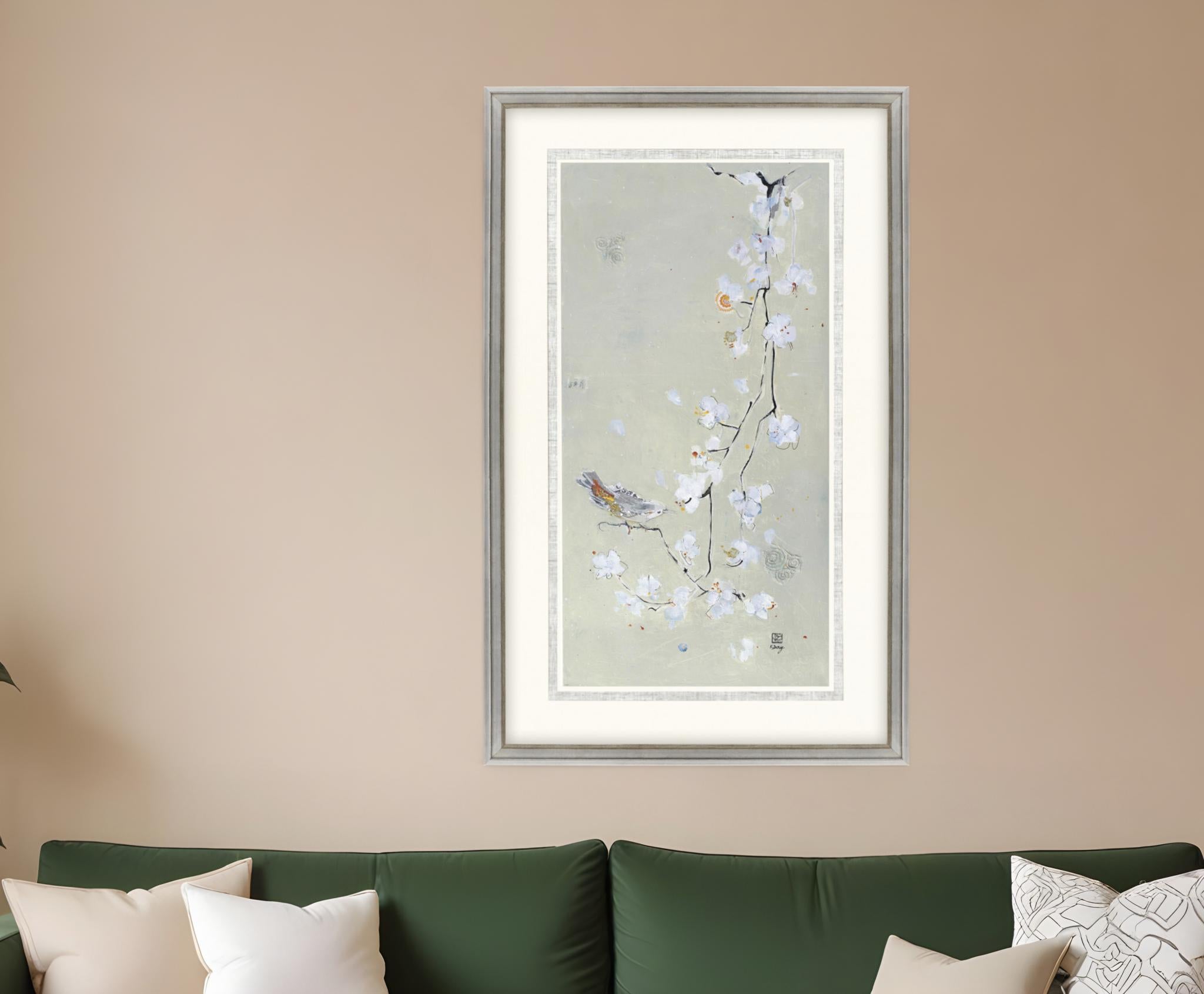 Bird Family I Silver Framed Print Wall Art