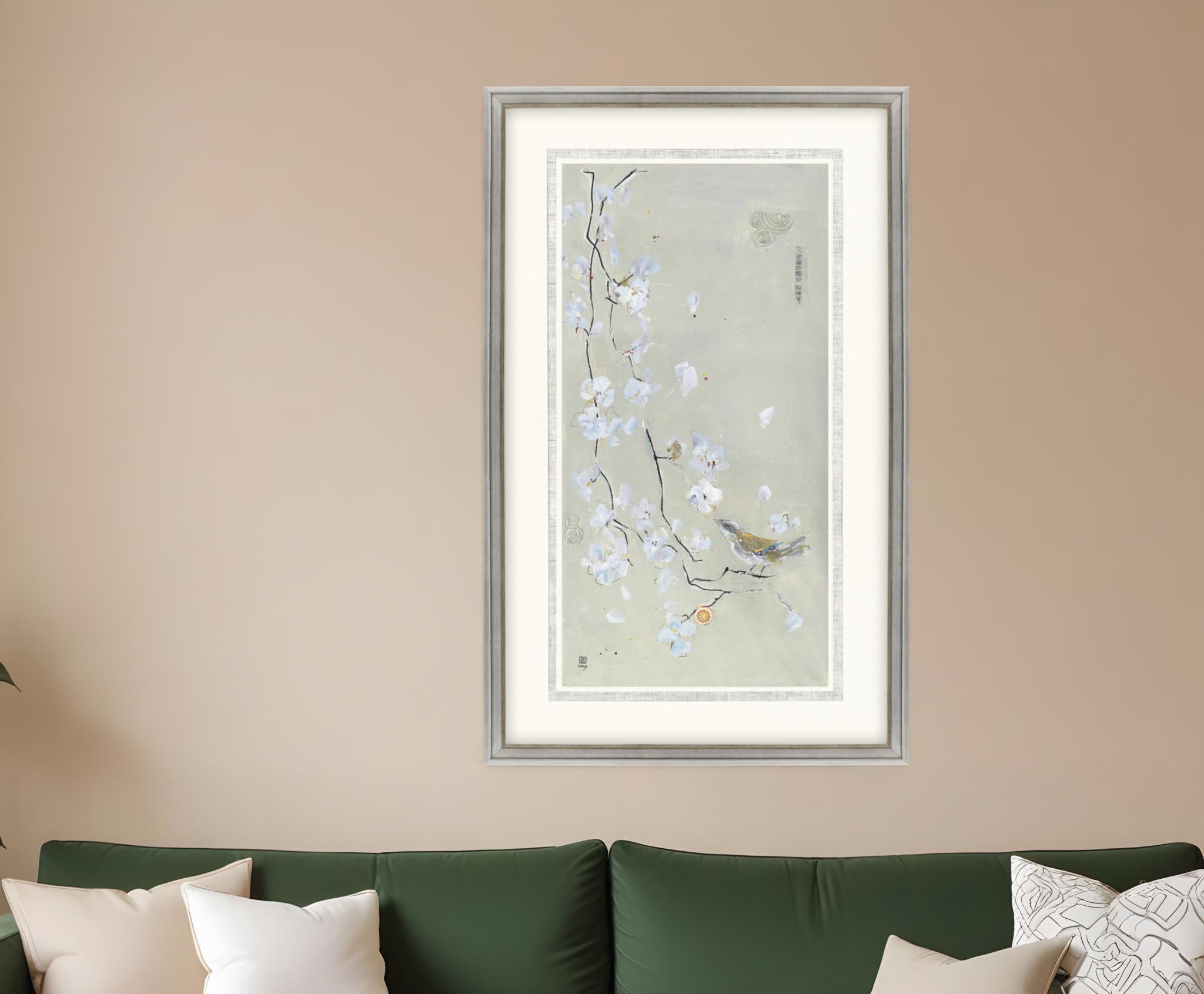 Bird Family II Silver Framed Print Wall Art