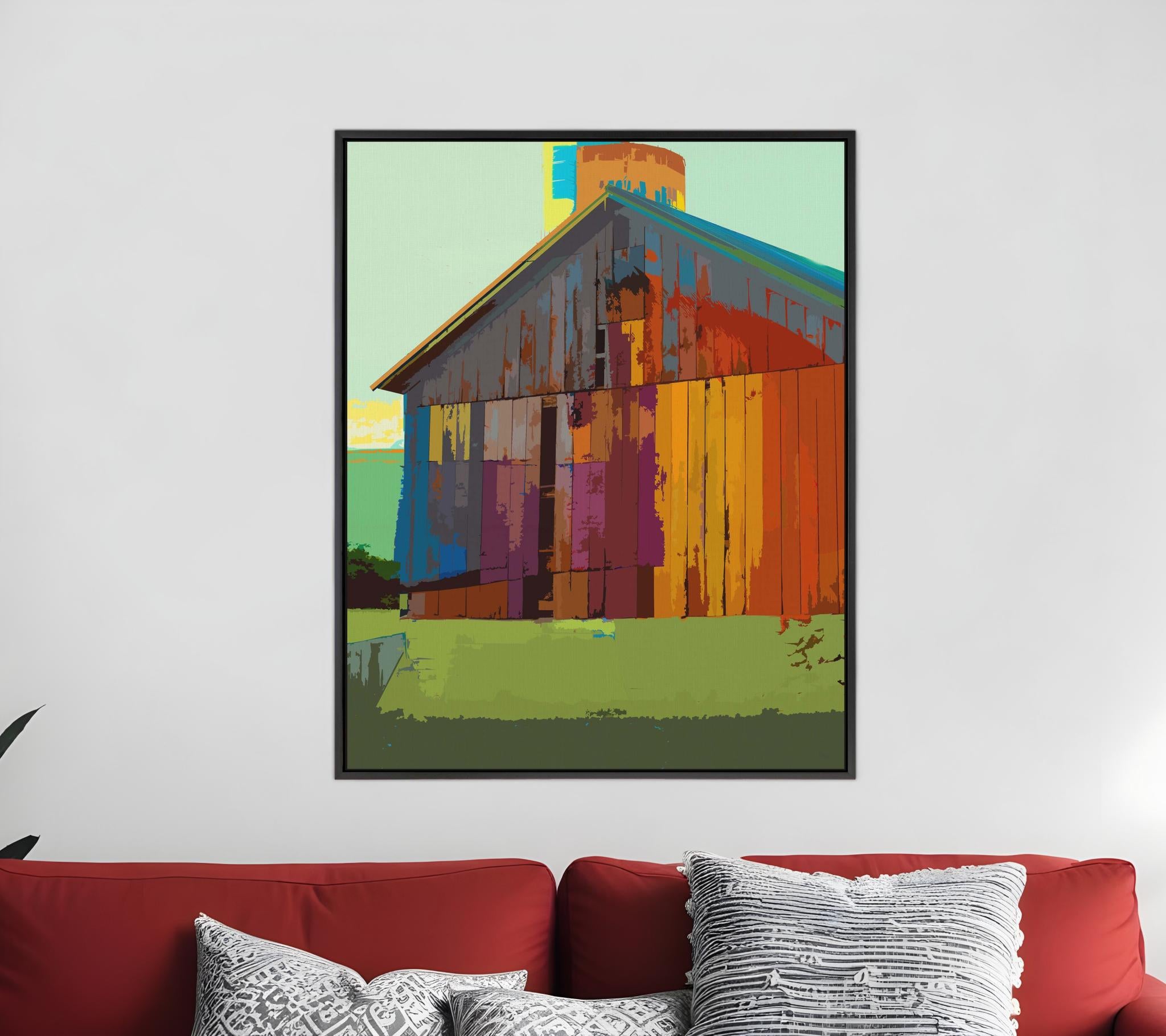 Country Barn Black Floater Frame Print Wall Art