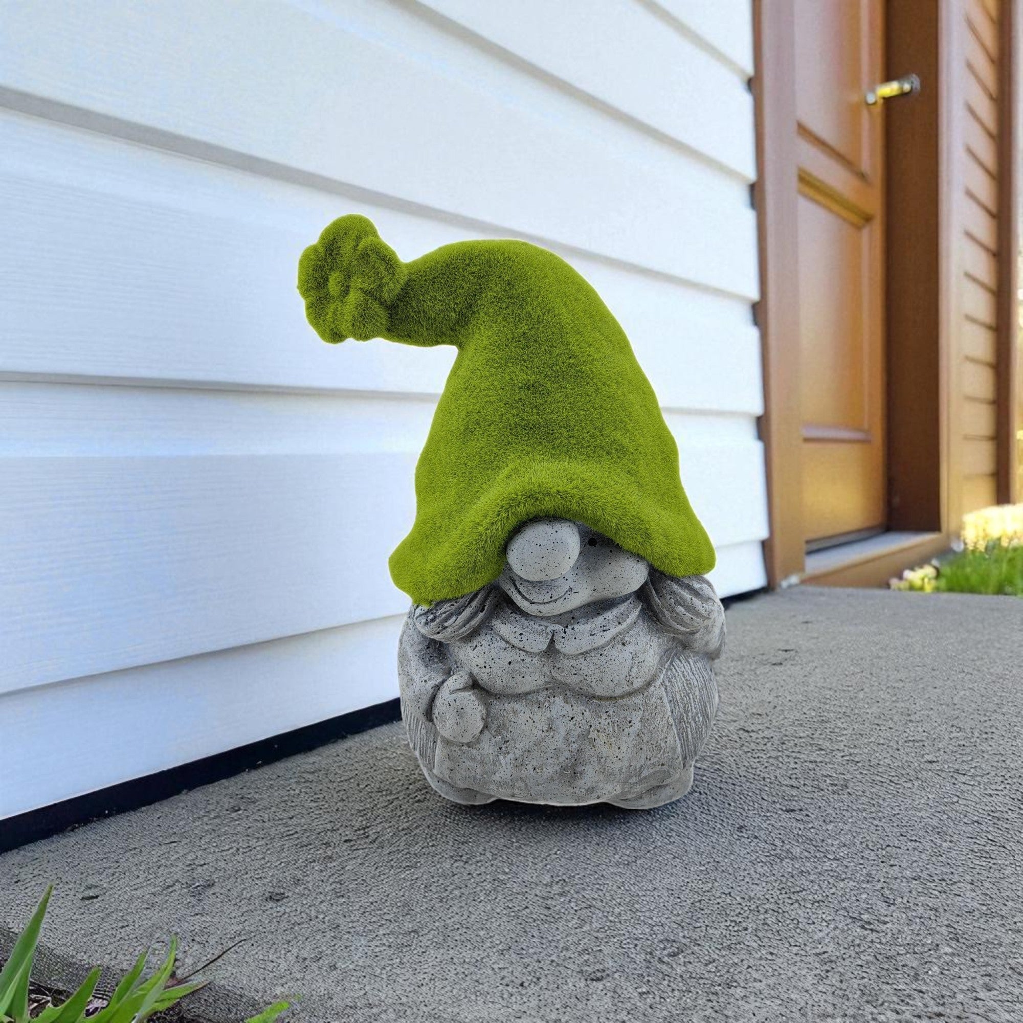 14 Gray And Green Polyresin Gnome Outdoor Statue
