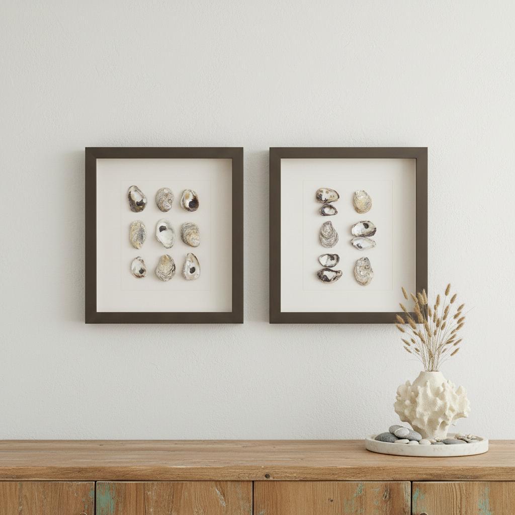 Set Of Two Shell Series S/2 Brown Framed Print Wall Art