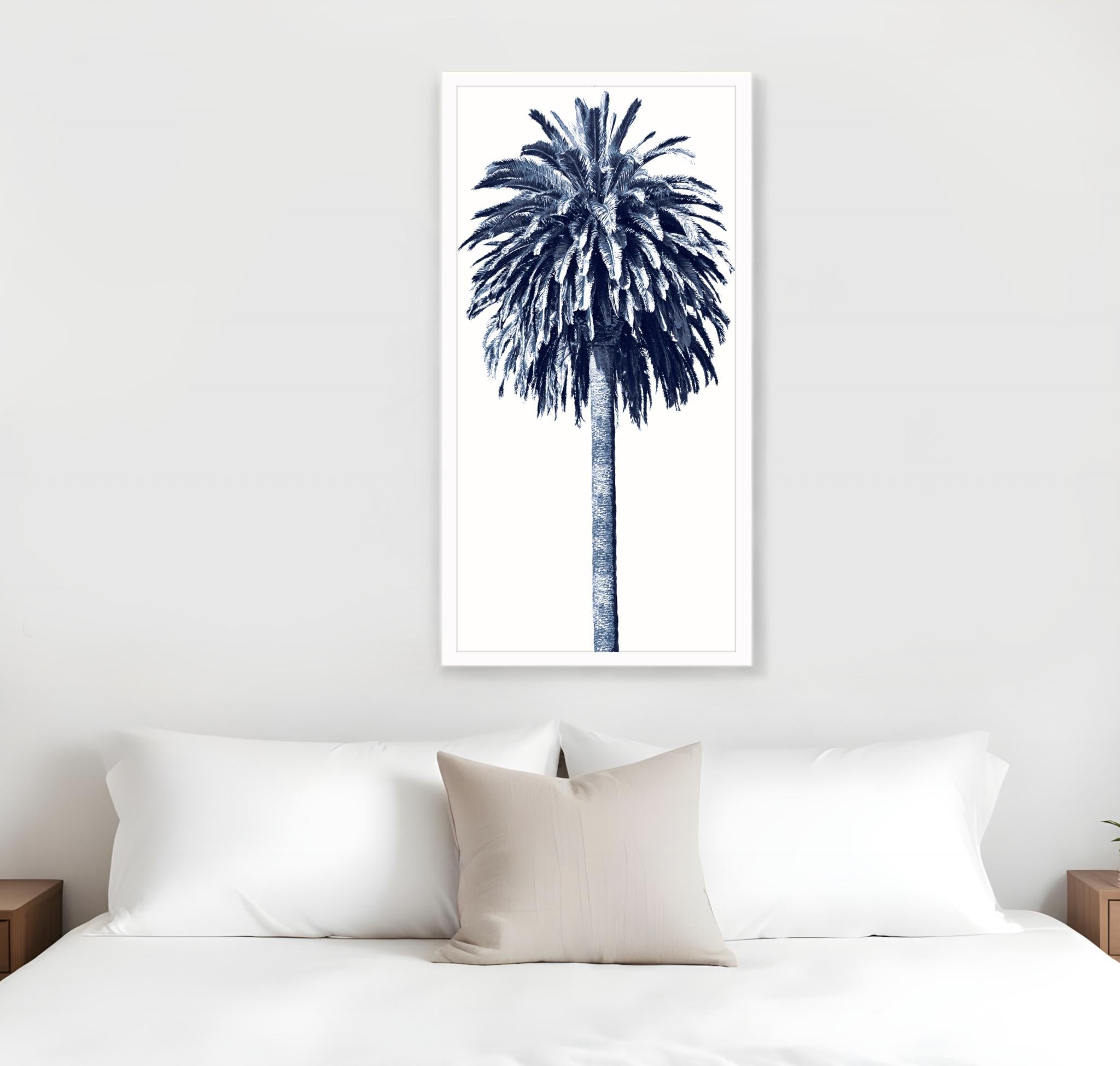 Palm Tree Blue II White Framed Print Wall Art