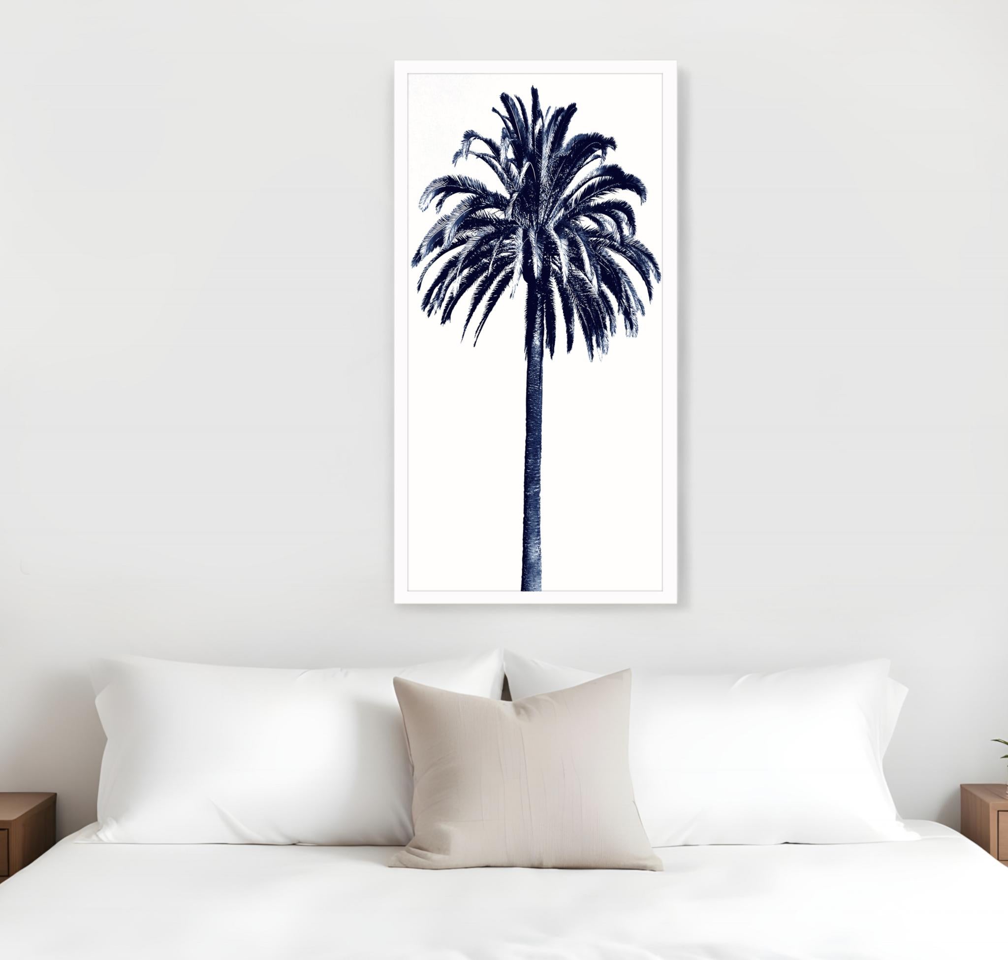 Palm Tree Blue III White Framed Print Wall Art