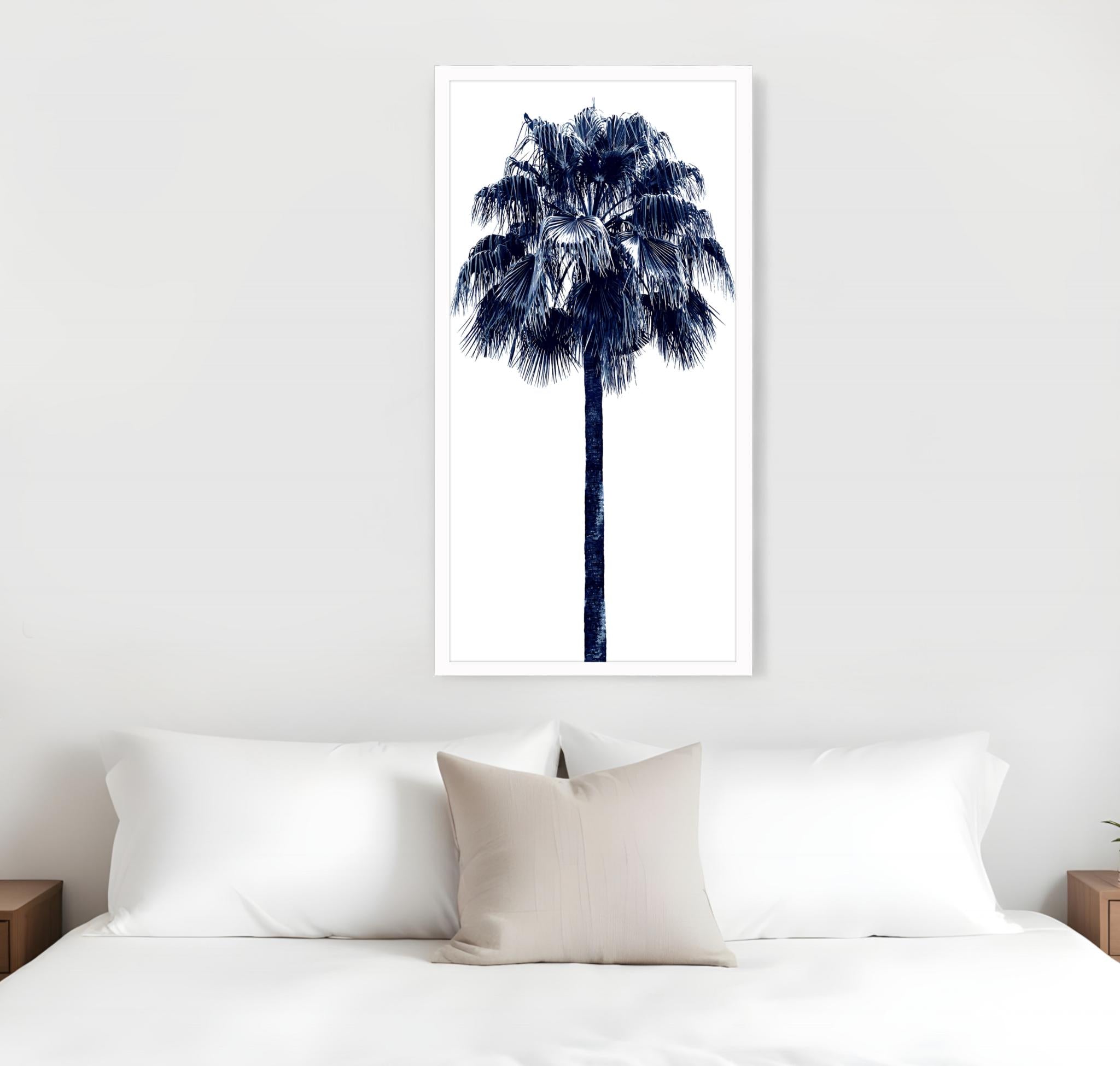 Palm Tree Blue IV White Framed Print Wall Art