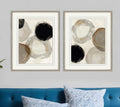 Set Of Two Beige Rings Silver Framed Print Wall Art