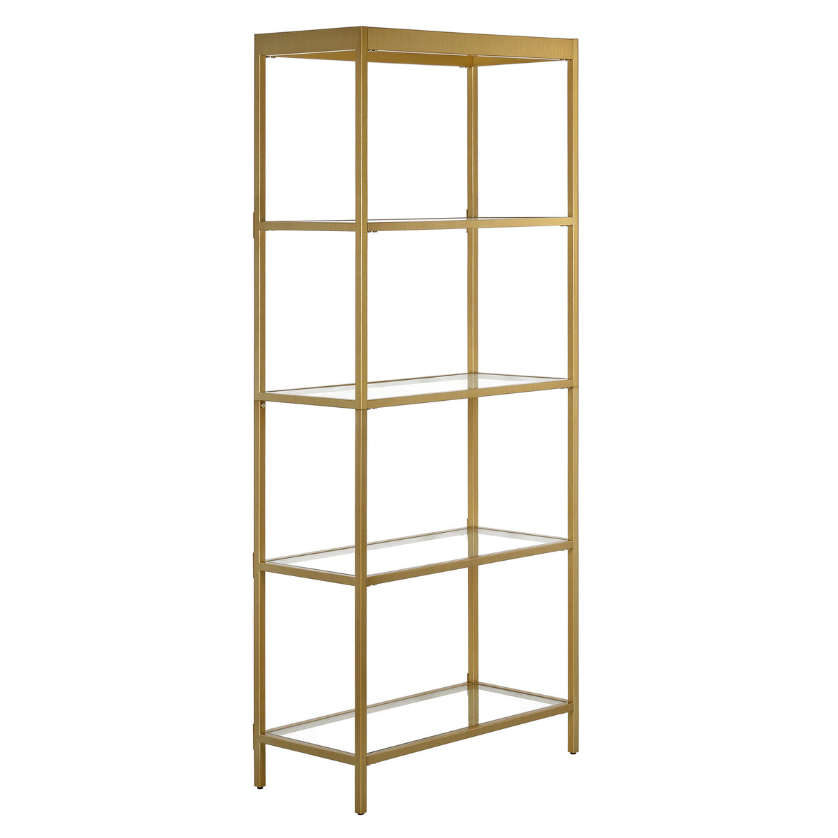 70 gold Metal And glass Four Tier Etagere Bookcase