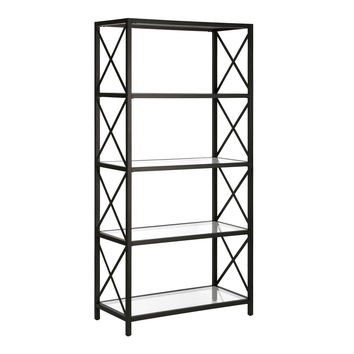 66 Black Metal And glass Five Tier Etagere Bookcase