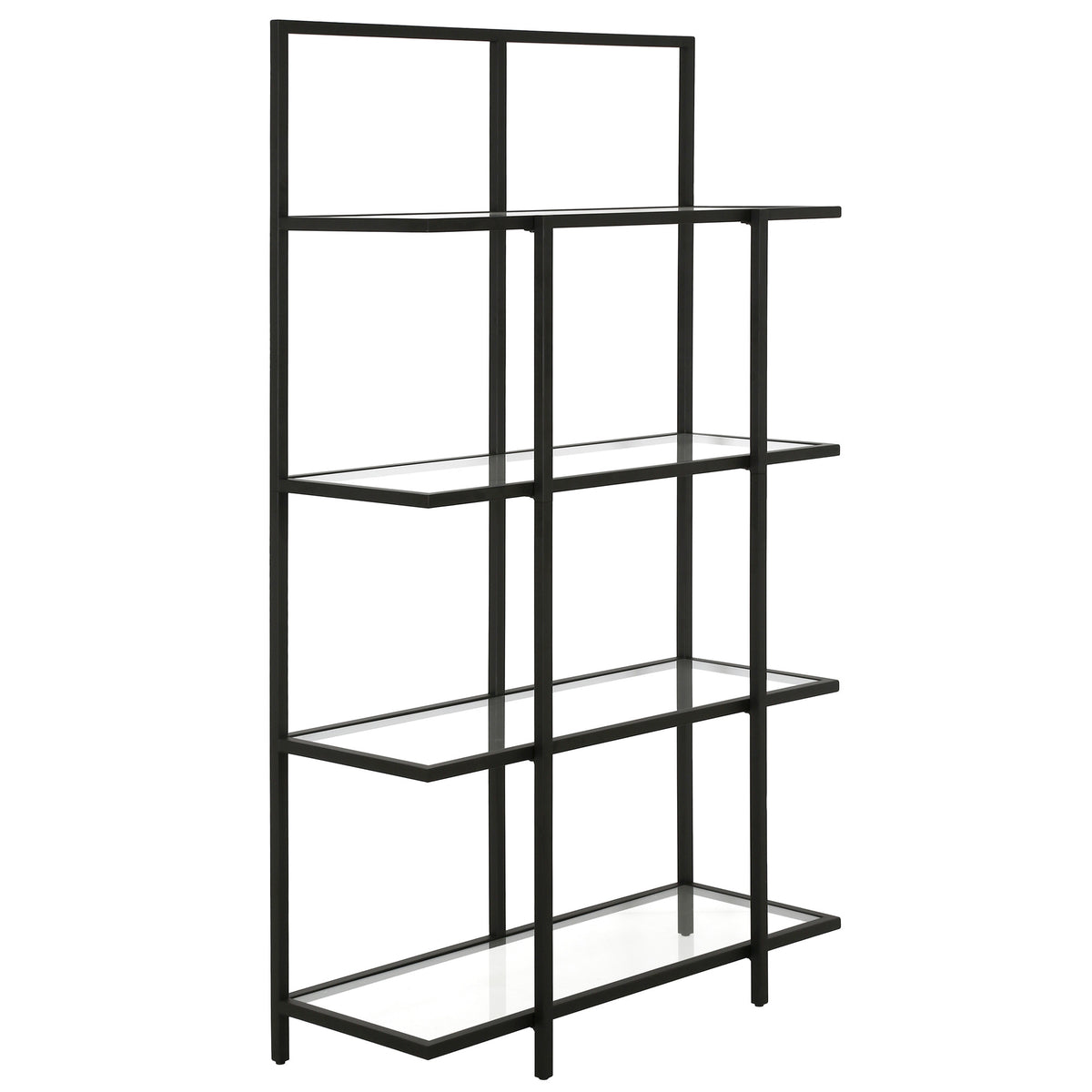 62 Black Metal And glass Four Tier Etagere Bookcase