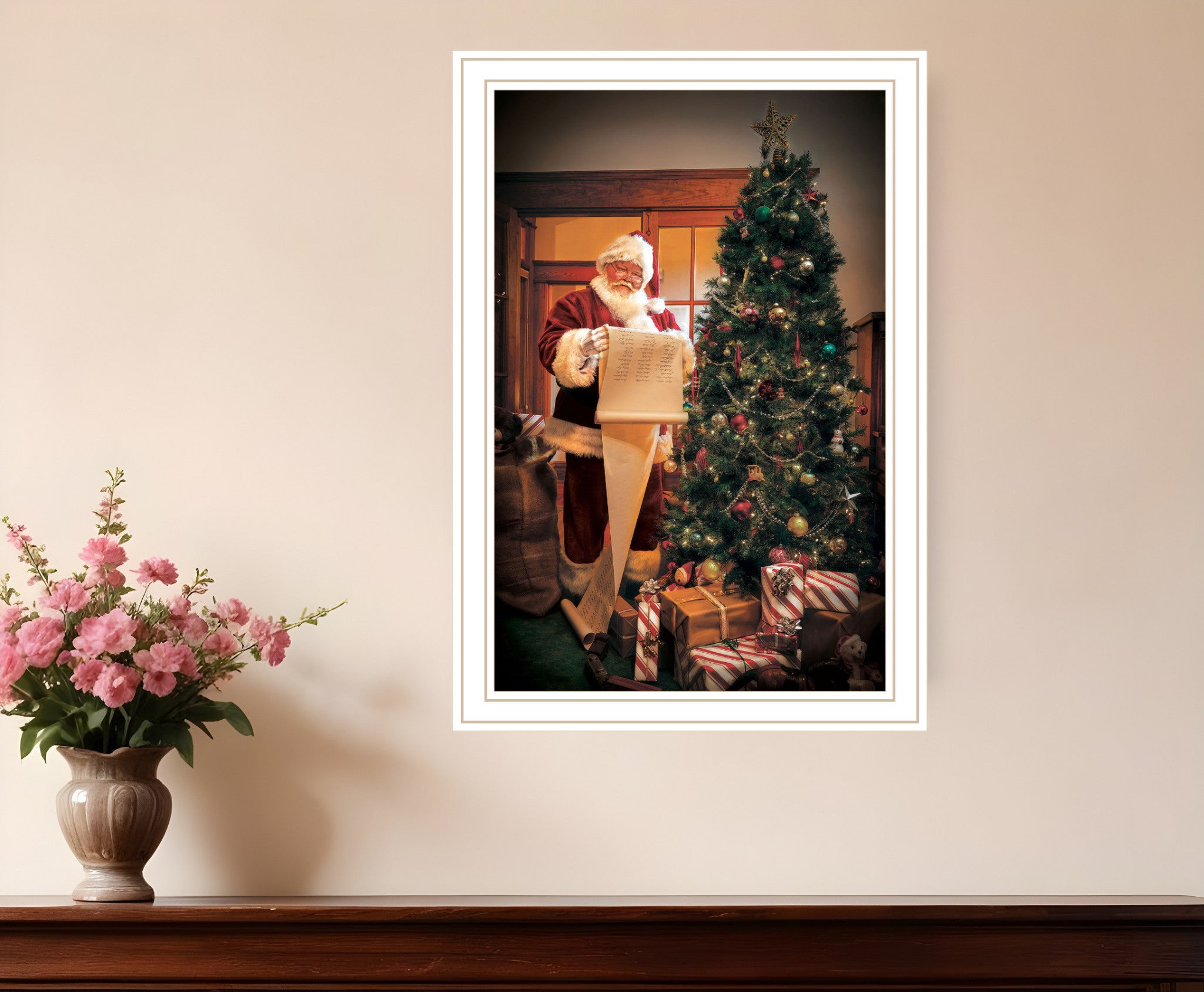 Naughty Or Nice White Framed Print Wall Art