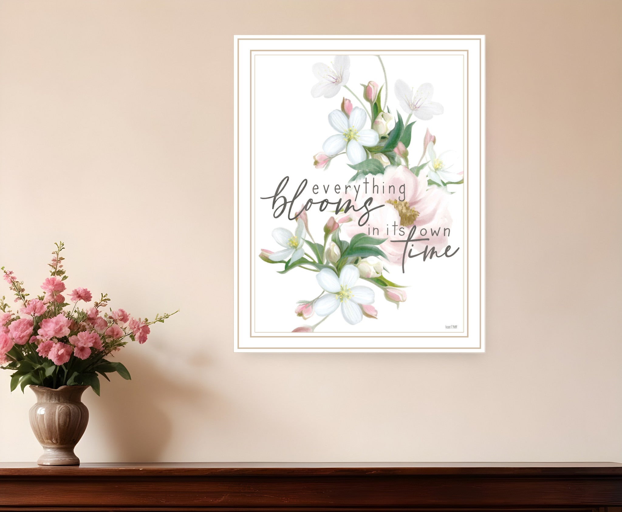 Everything Bloom White Framed Print Wall Art