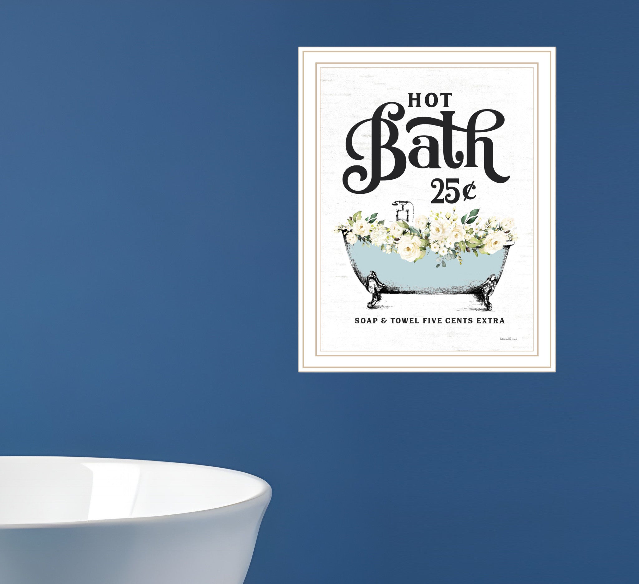 Hot Bath White Framed Print Bathroom Wall Art