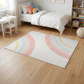 4 X 6 Cream And Pink Rainbows Abstract Area Rug