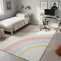 5 X 8 Cream And Pink Rainbows Youthful Area Rug