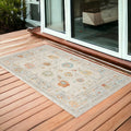 2' X 3' Blue And Orange Floral Stain Resistant Indoor Outdoor Area Rug