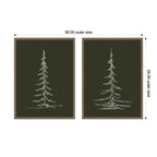 Sylvie Minimalist Evergreen Trees Sketch - 2 Piece Framed Canvas Art Set by The Creative Bunch Studio