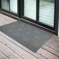 2' X 3' Gray And Blue Geometric Stain Resistant Indoor Outdoor Area Rug