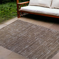 8' X 10' Brown And Ivory Striped Stain Resistant Indoor Outdoor Area Rug