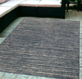 6' X 9' Gray And Blue Striped Stain Resistant Indoor Outdoor Area Rug